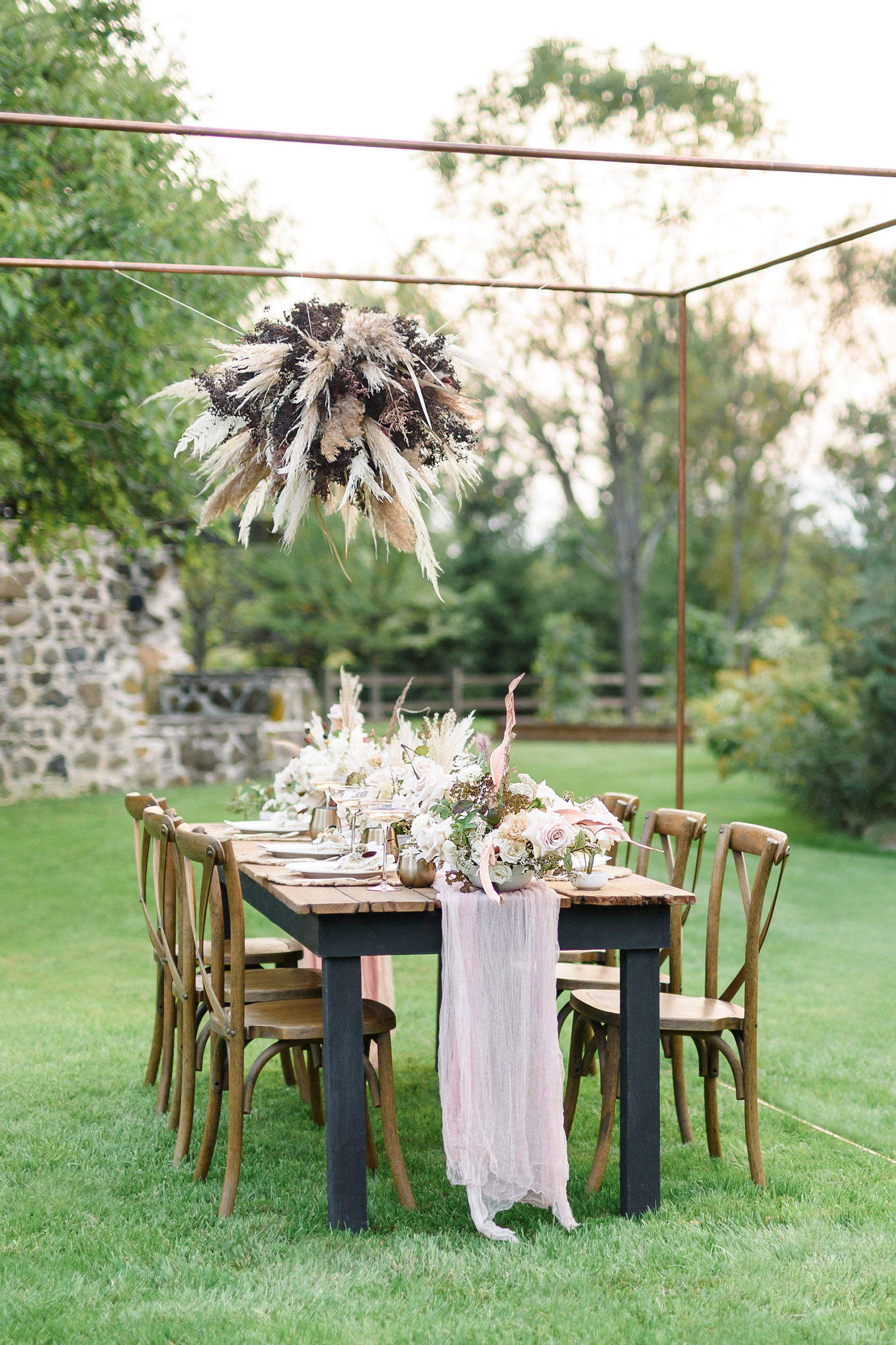 Outdoor wedding reception table Farm at Dover
