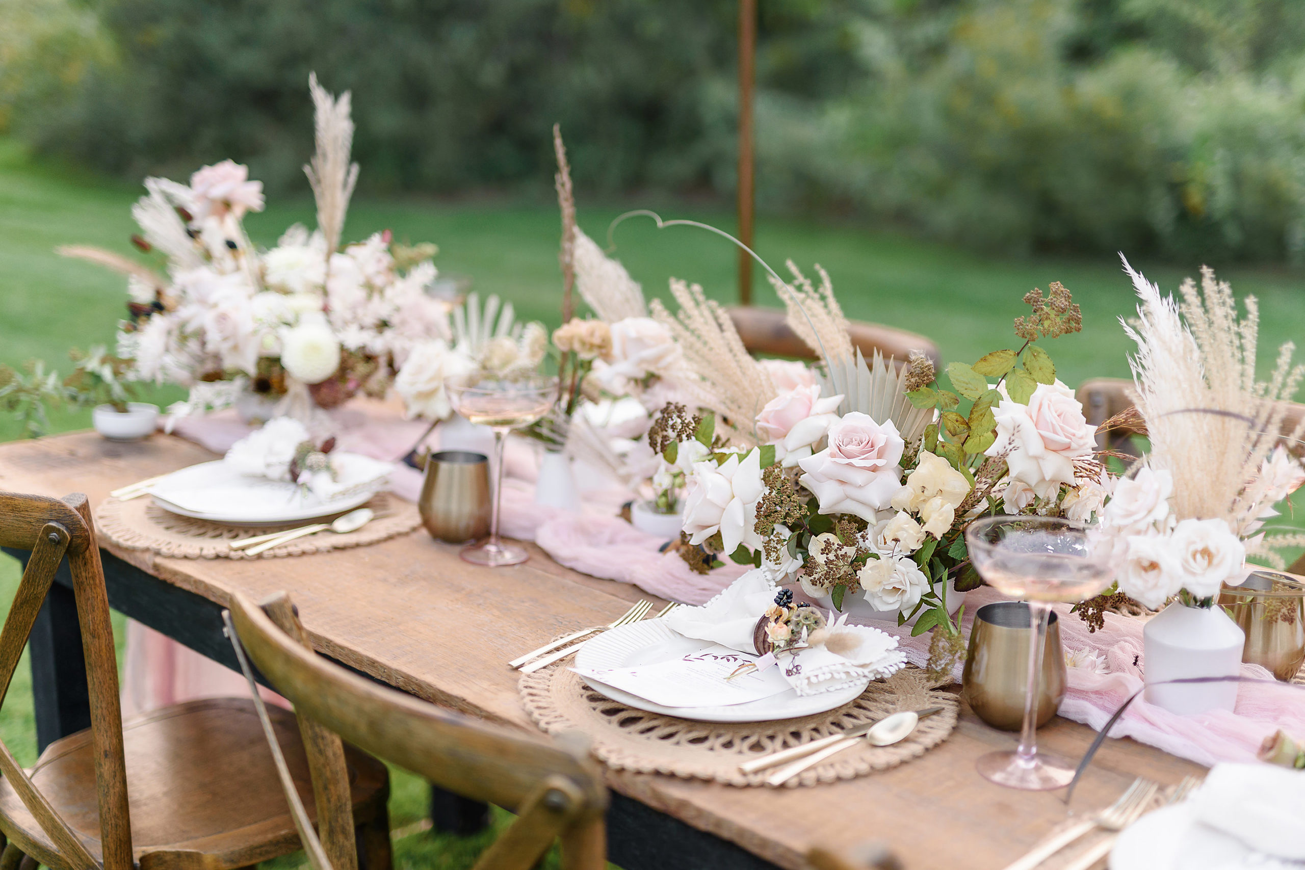 Outdoor wedding reception table Farm at Dover